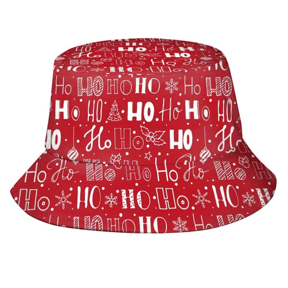 8387 Christmas Ho Ho Ho Bucket Hat Merry Christmas Fisherman Hats Outdoor